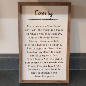 Wooden Framed Family Quote Wall Art Primitives By Kathy NWT